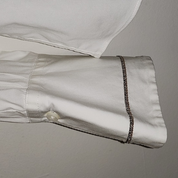 BRUNELLO CUCINELLI  MONILI TRIM WHITE BLOUSE Size Large - Picture 5 of 17